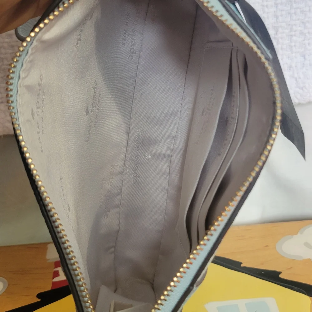 kate spade Two-Tone Light Blue Leather Clutch Bag - Picture 7 of 10